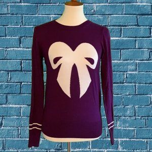 French Connection Purple Sweater White Bow Sz S